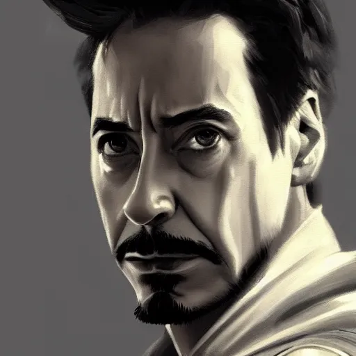 Image similar to concept art of tony stark, cinematic shot, painting by jama jurabaev, extremely detailed, brush hard, artstation, high quality, brush stroke