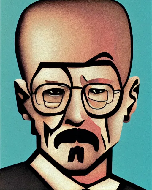 Image similar to cubist portrait of walter white, cubism, blank background, upper body only