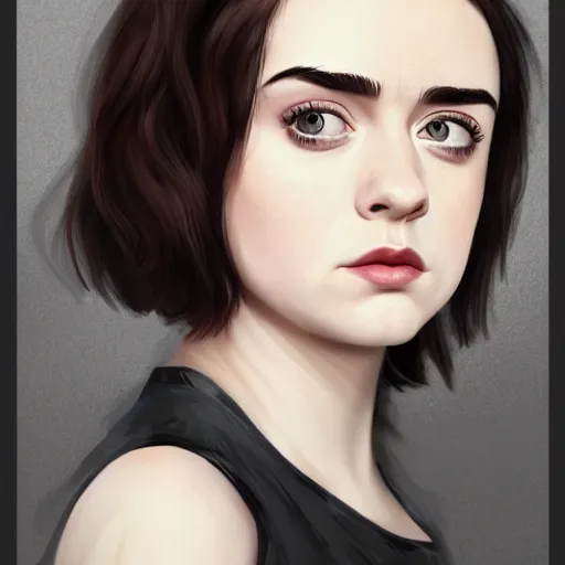 Image similar to a combination of Maisie Williams, Krysten Ritter, Anne Hathaway and Natalia Dwyer Christina Ricci and Lily Collins trending on artstation, long hair, dark eyes