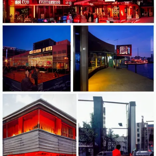 Image similar to outdoorsy guys club likes to look at the exteriors of urban architecture shot on film in technicolor:3 by darius khondji wong kar-wai night: 2 time scenes reflections through windows:2 red:4 and blue:3 lights orange:4 lights busy nightlife:2 in city scene nostalgic:3 quality