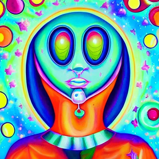 Image similar to a hyper realistic painting of an alien disco, by jeremiah ketner, highly detailed, vivid color,