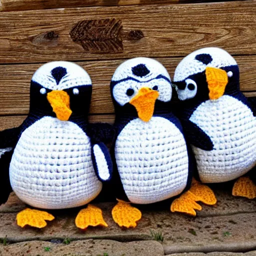 Image similar to crocheted penguins,