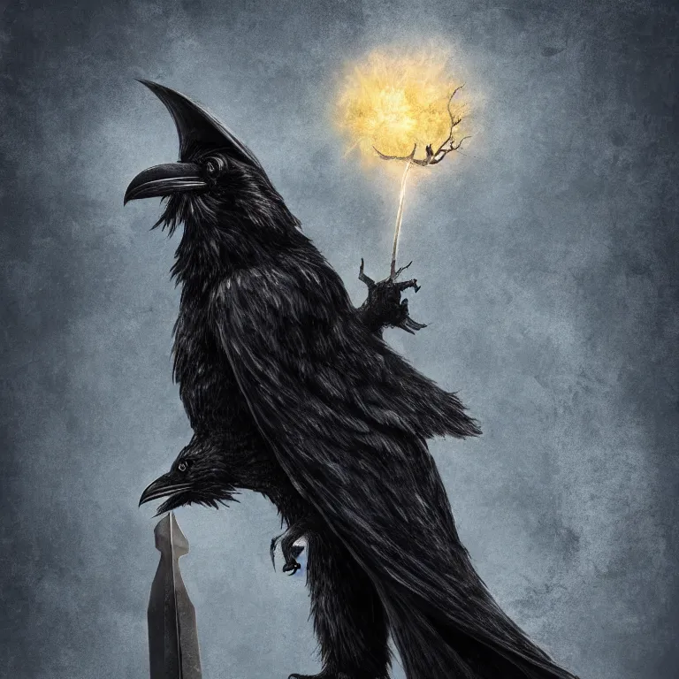 Prompt: A wizard with a raven head, 4k