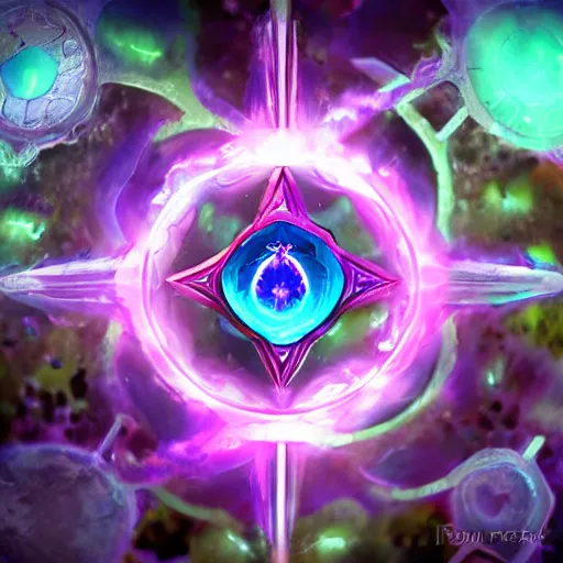 Image similar to purple magic mana symbol, powerful epic legends game icon stylized digital illustration radiating a glowing aura global illumination ray tracing hdr fanart arstation by ian pesty and katarzyna bek - chmiel