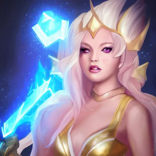 Image similar to lux from league of legends, portrait