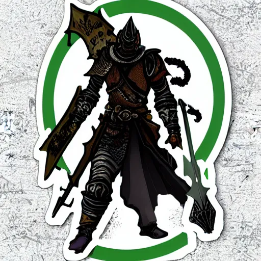 Prompt: a sticker illustration of a dark souls lord