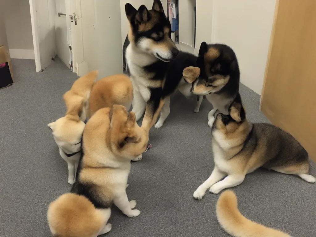 Image similar to shiba inu in the backrooms