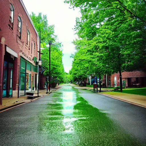 Image similar to a photo of green rainfall in a small town in Ohio