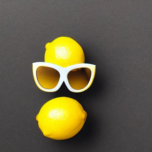 Prompt: a lemon wearing sunglasses