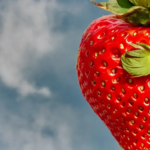 Image similar to super wide shot of giant strawberry on red square, 4 k