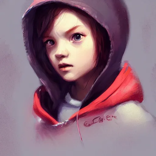 Image similar to a cute tiny girl with short red hair wearing a hoodie, digital art, very beautiful face, pretty face, very detailed eyes, full body illustration, 8 k resolution, soft painting, by greg rutkowski, wlop, rossdraws,