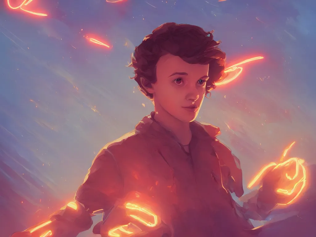 Image similar to single hero world stranger things, behance hd by jesper ejsing, by rhads, makoto shinkai and lois van baarle, ilya kuvshinov, rossdraws global illumination, golden ratio, symmetrical beauty face