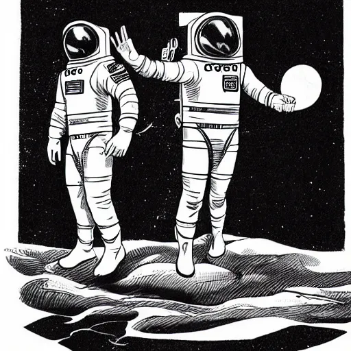 Prompt: astronaut suit concept art, realistic, by wally wood