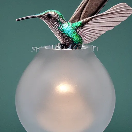 Prompt: hummingbird crystal, studio photograph