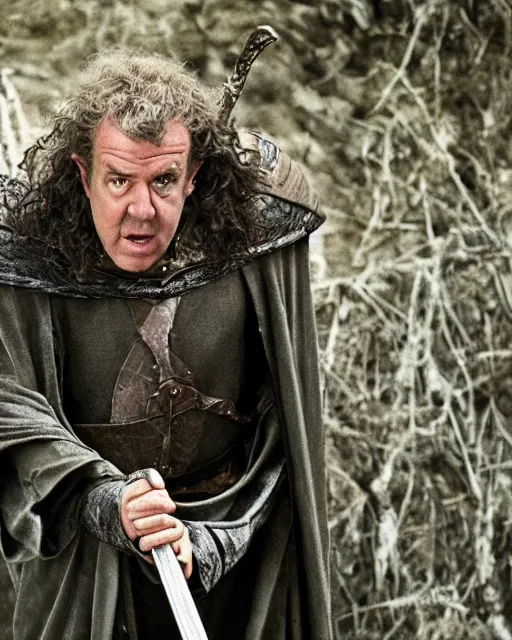 Image similar to film still of jeremy clarkson as the dark lord from the movie the lord of the rings. photographic, photography