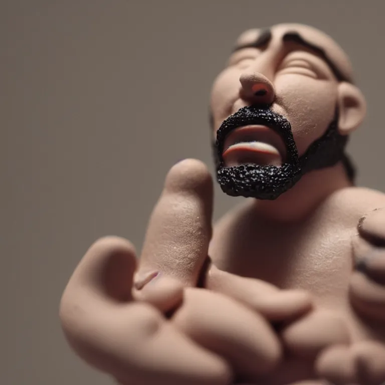 Prompt: a cinematic film still of a claymation stop motion film starring post malone, shallow depth of field, 8 0 mm, f 1. 8