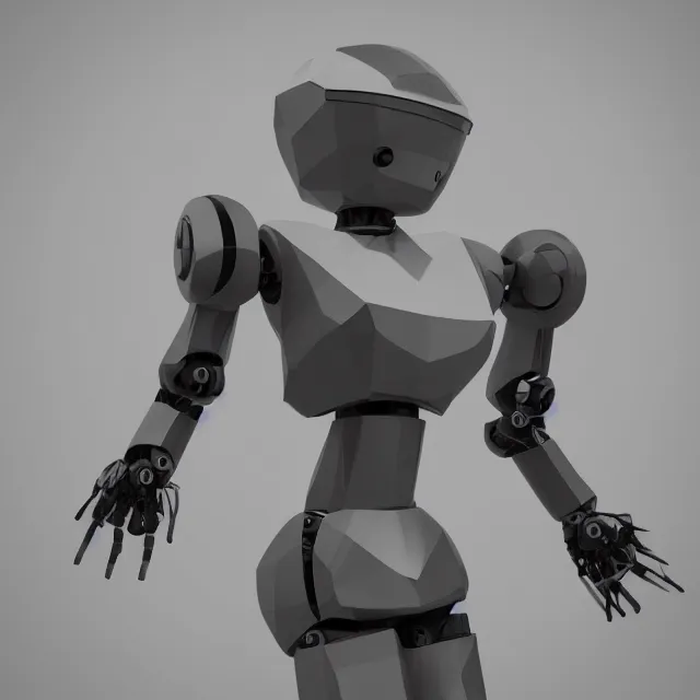 Image similar to Low poly clay render of a robotic herione