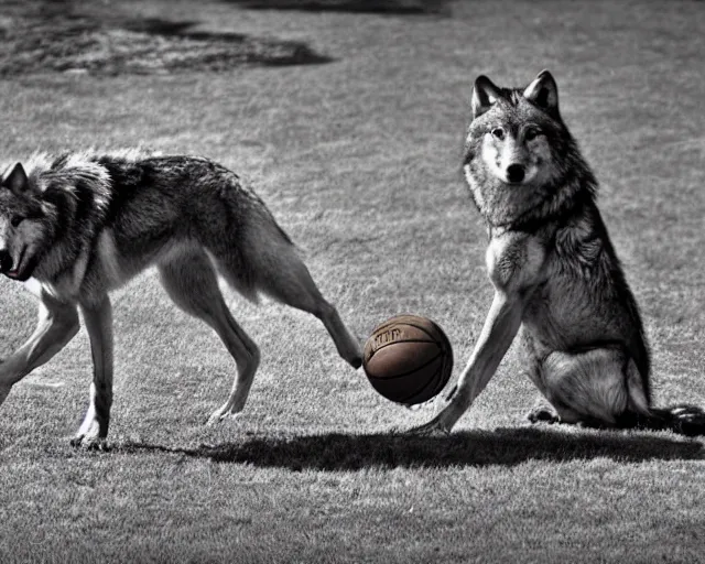 Prompt: wolf playing in nba, realistic photograph, cinematic, award winning photo, 4 k