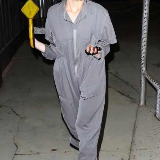 Image similar to amber heard in a prison jumpsuit in prison