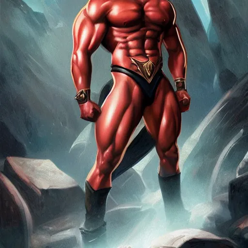 Prompt: portrait of thundarr the barbarian, d & d, muscular! athetic slim bodybuilder, red and black, futuristic, fantasy, intricate, elegant, highly detailed, digital painting, artstation, concept art, smooth, sharp focus, illustration, art by artgerm and greg rutkowski and alphonse mucha