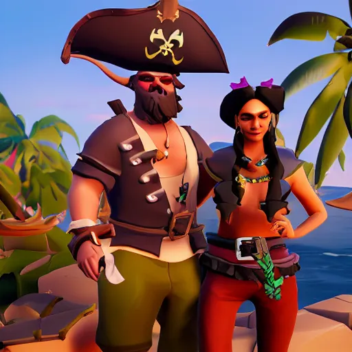 Image similar to pirate and mermaid on sea of thieves game avatar hero