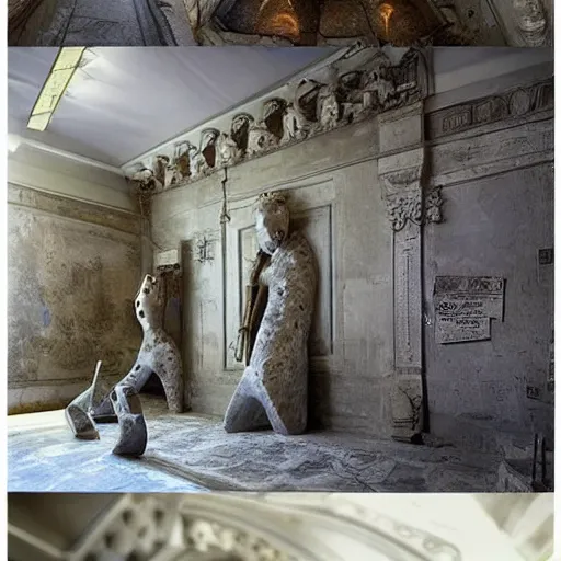 Image similar to this place is so bizarre yet amazing the walls seem to be moving and the sculptures look like nothing I’ve ever seen before lights are gleaming out of the small window it’s truly beautiful, trending on artstation,