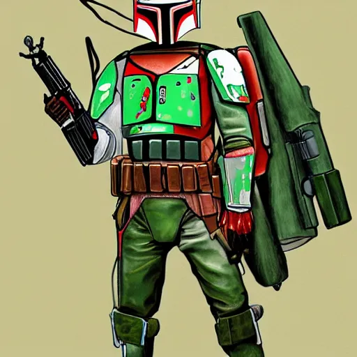 Image similar to boba fett nft, random artstyle