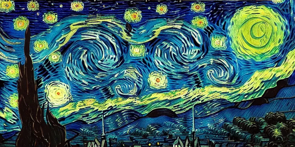 Prompt: outer space with eldritch terror in the middle of composition, cosmic horror, ultra realistic, highly detailed, HD, sharp focus, cinematic lighting, realistic, vivid colors, oil painting, non blurry, sharp, art by van Gogh