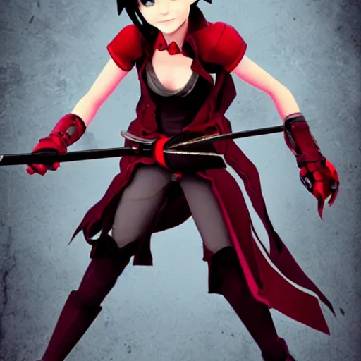 Prompt: Ruby Rose from the show RWBY