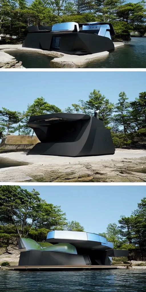 Image similar to a futuristic floating house in the style of yamakazi