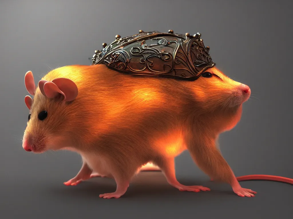 Prompt: a computer mouse the king of ordinary mice wears a crown, highly detailed, sharp focus, cinematic lighting, unreal engine 5, neon version of style jim burns