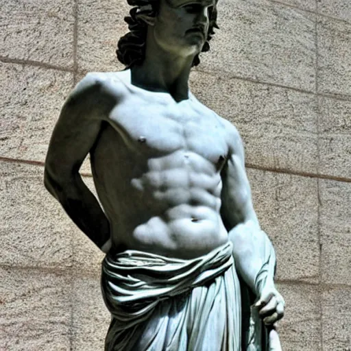 Image similar to johnny depp as a greek marble statue