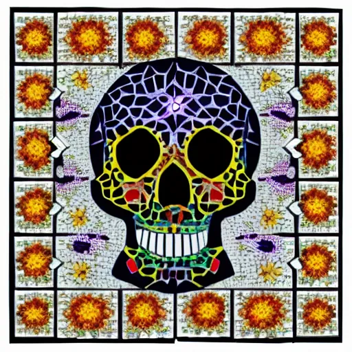 Prompt: mosaic skull multicolor 3 d ainted