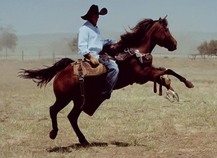 Image similar to a cowboy horse chase vigilantes with face masks disguise, shoot out, exploding horse wide shot, from the hit 1 9 9 0 s tv show on tnt