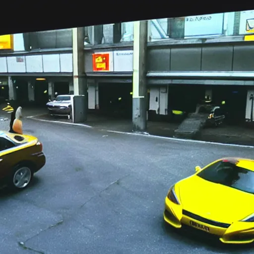 Image similar to cctv footage of banana car in parking station