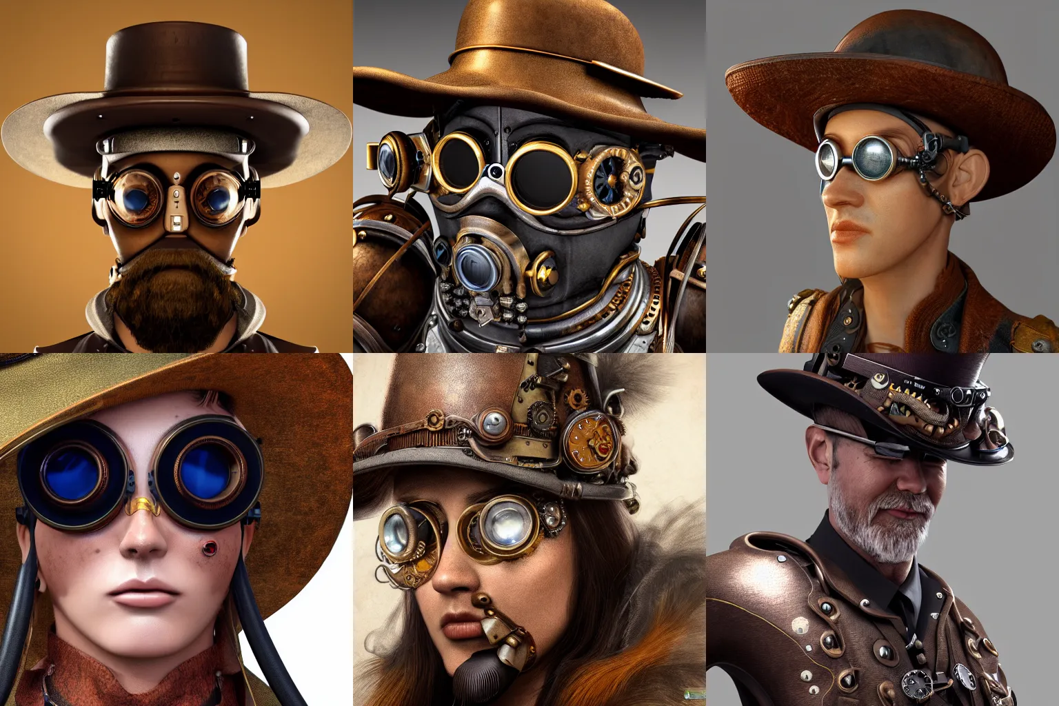 Prompt: Hyper realistic ultra-detailed portrait of steampunk hat with googles, fantasy style, octane render, volumetric lighting, 8k high definition, highly detailed, trending on art station,