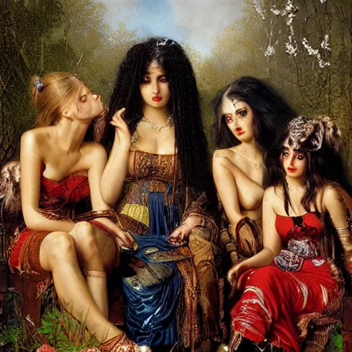 Image similar to portrait of a female gang, by howard david johnson.