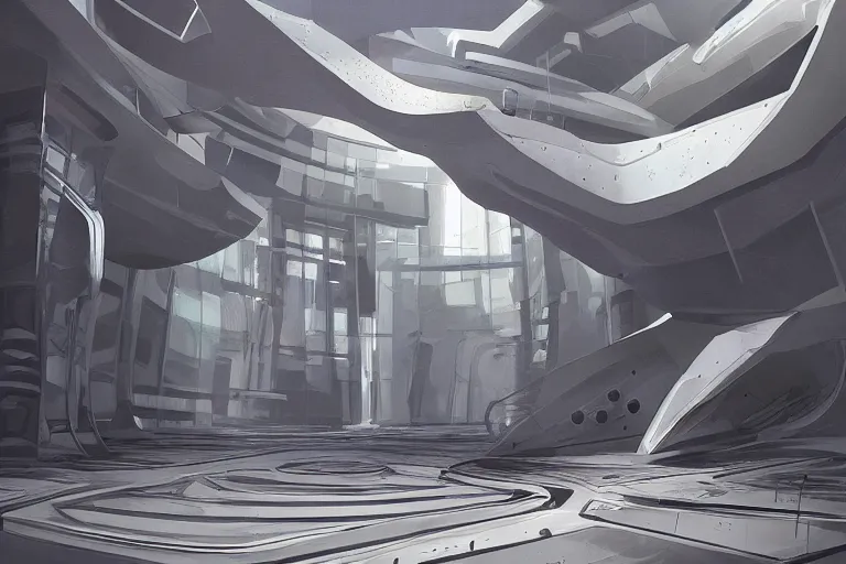 Image similar to futuristic environment with an abstract sculpture, concept art