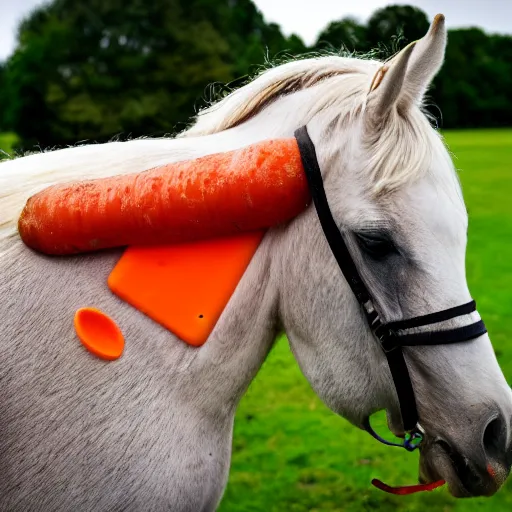 Prompt: horse eating carrot ice lolly