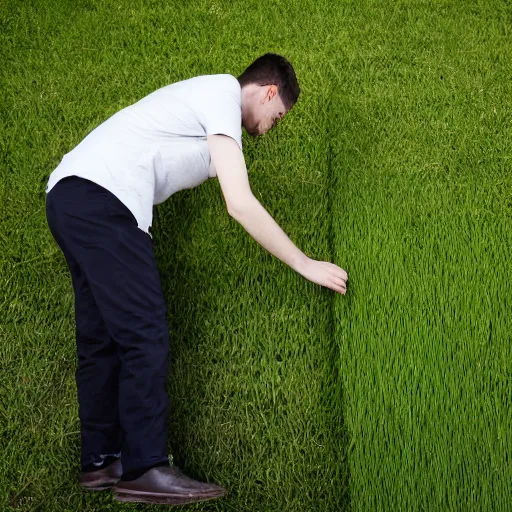 a person about to touch grass, Stable Diffusion