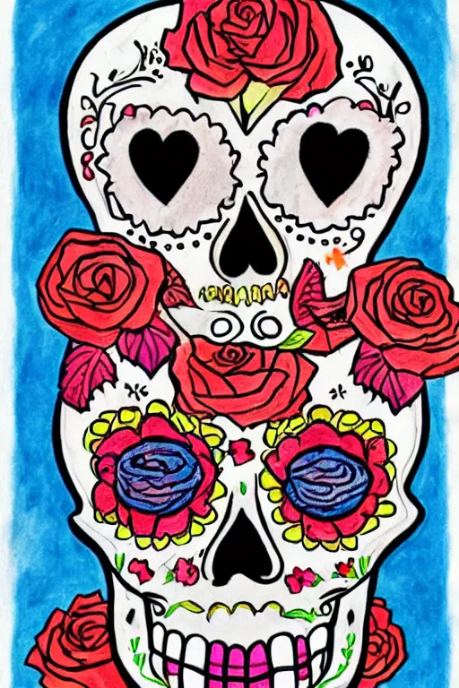 Prompt: Illustration of a sugar skull day of the dead girl, art by dr seuss