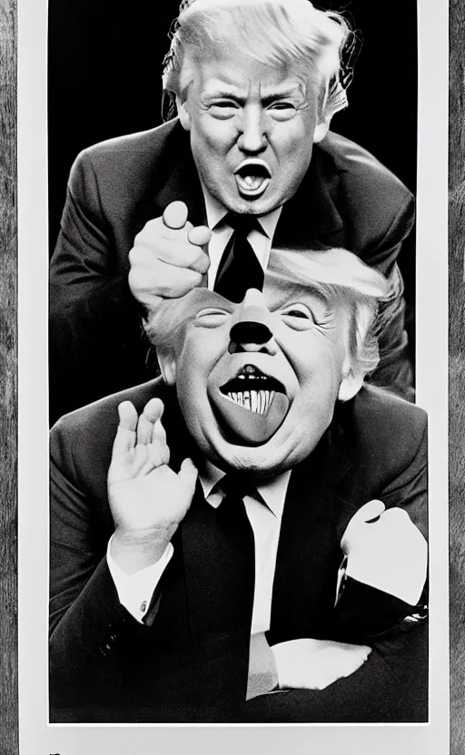 Prompt: poster of donald trump sticking his tongue out like the iconic einstein photo