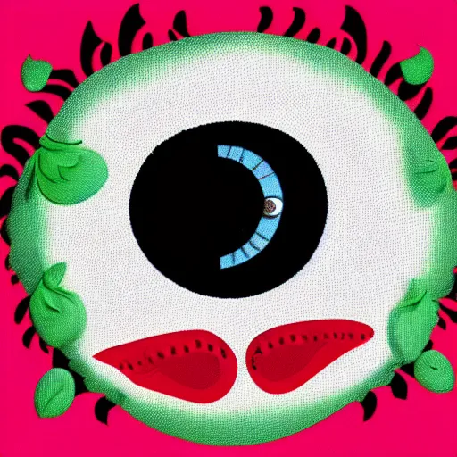 Image similar to strawberry creature with multiple eyes