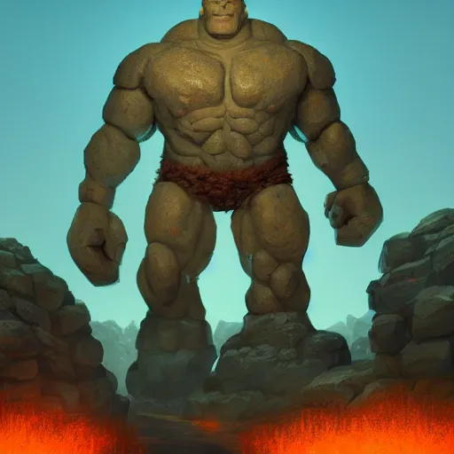 Image similar to Dwayne Johnson as a stone golem, mattepainting concept Blizzard pixar maya engine on stylized background splash comics global illumination lighting artstation lois van baarle, ilya kuvshinov, rossdraws