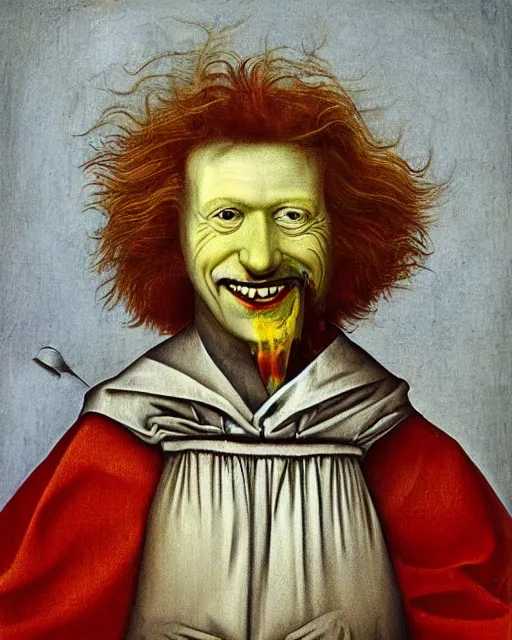 Prompt: portrait of Ronald McDonald, in the style of Hieronymus Bosch