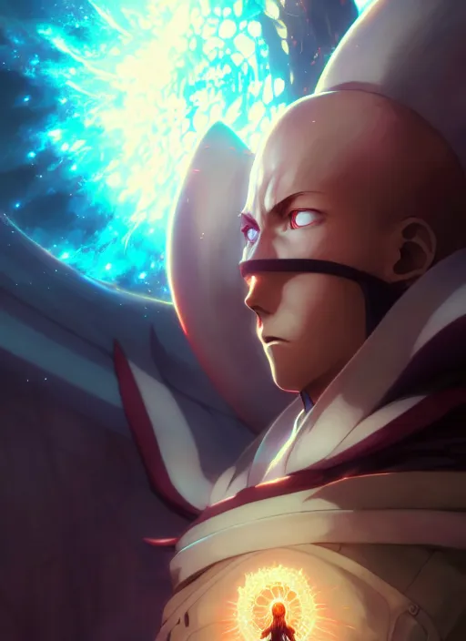 Saitama Wallpaper Sitting by the shore : r/AiAnimeArt