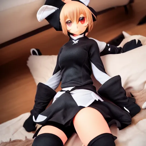 Prompt: cute fumo plush of a panther girl, anime girl, vray