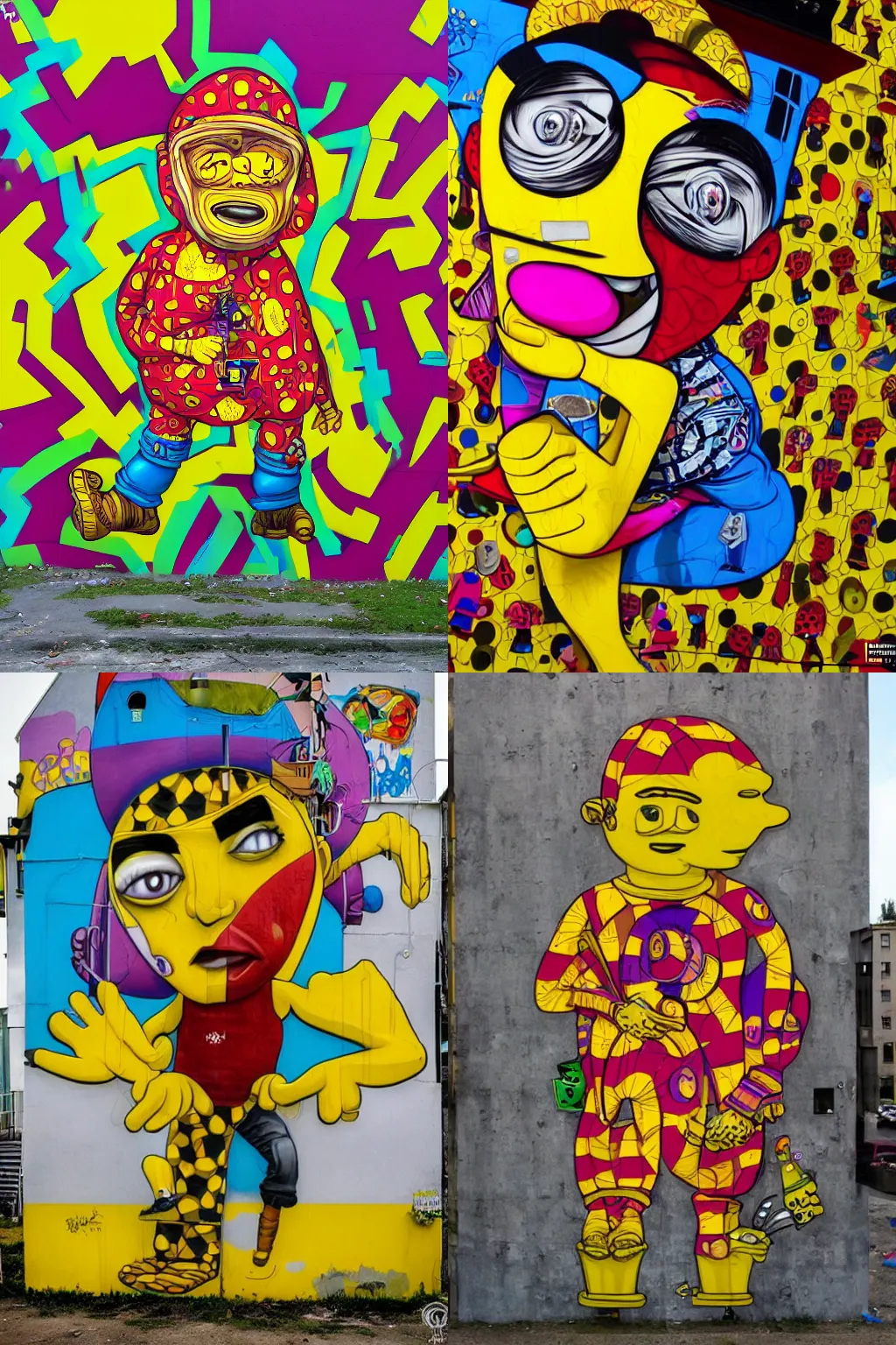 Prompt: a crazy hyperdetailed character by os gemeos, graffiti style, complex