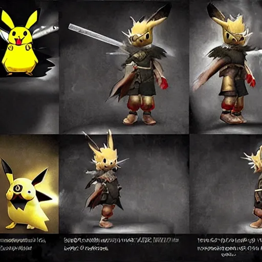 Image similar to pikachu as main dark souls 3 protagonist