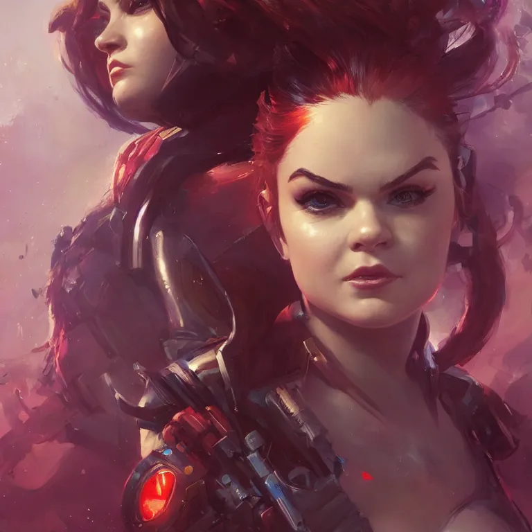 Prompt: A portrait of Ariel Winter as space pirate mercenary by Ruan Jia and Mandy Jurgens and Artgerm and william-adolphe bouguerea, highly detailed, trending on artstation, award winning,